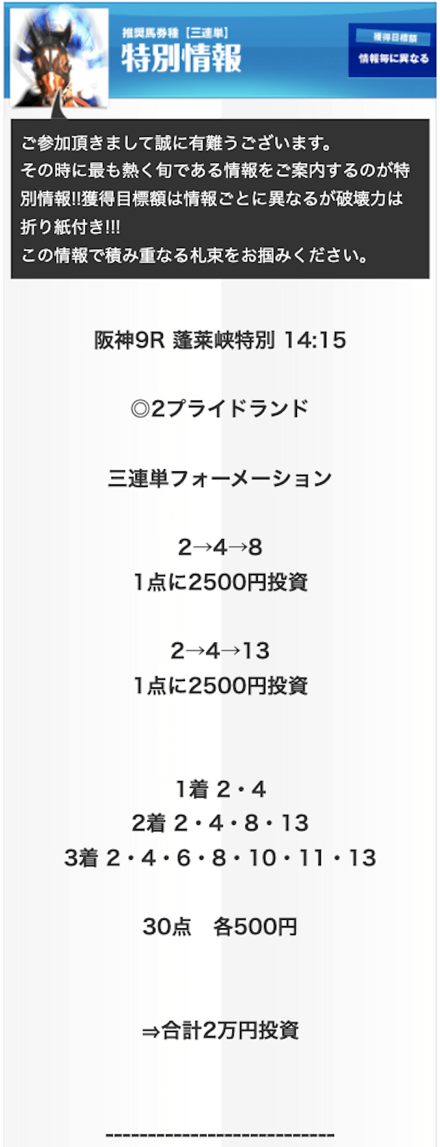 競馬王 4月18日有料予想1R