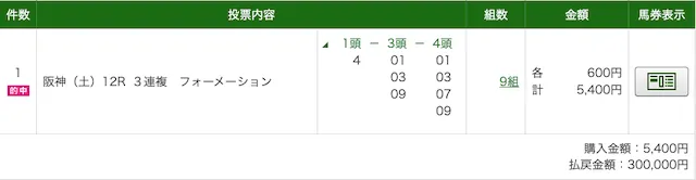 ディギン競馬の無料予想2025年6月14日の阪神12Rのpat1