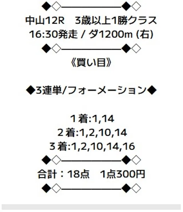 ニジュウマル：有料買い目2