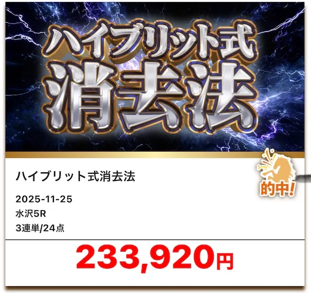 新しい競馬情報の有料予想2025年11月25日の的中実績