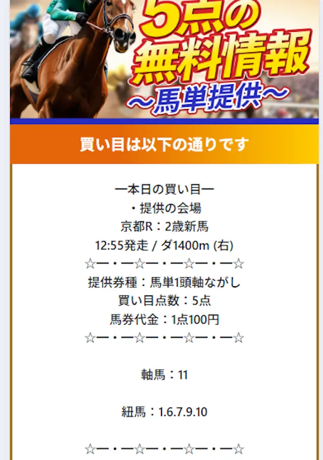 新しい競馬のカタチ2025年11月22日京都6Rの買い目