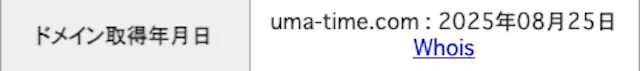 競馬タイムのドメイン取得日