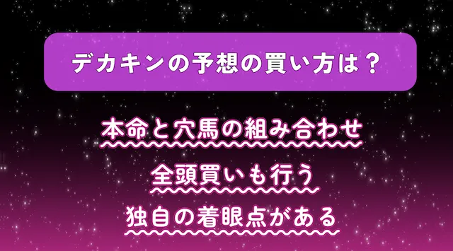 デカキンの予想の買い方の見出し